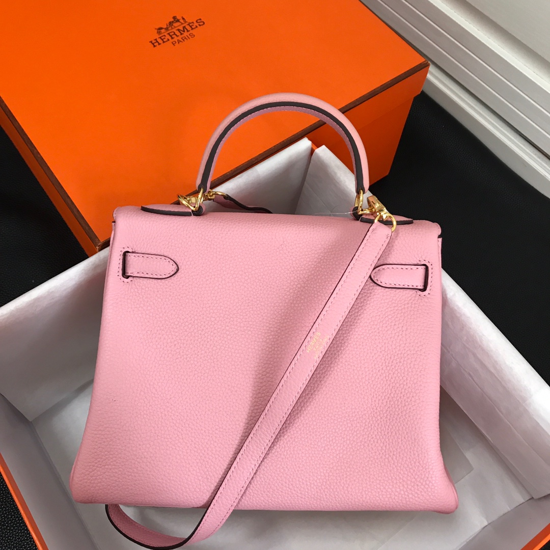 Hermes Kelly 32cm Handbag Shoulder Bag in Pink Togo Leather